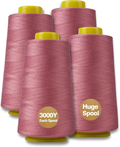 Vista 26 de Hilo serger blanco y negro, hilo multiusos para coser, poliéster, 4 conos de 2743 m cada uno para máquina de coser
