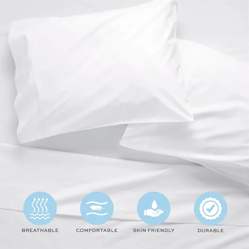 Vista 3 de White Classic Juego de 12 fundas de almohada de algodón blanco tamaño King, fundas de almohada de calidad pesada con 200 hilos T-200 hilos