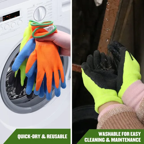 Vista 3 de AIGEVTURE 3 pares de guantes de jardinería para niños de 2 a 13 años, guantes de jardín para niños pequeños, guantes de trabajo de patio para niños