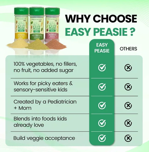 Vista 5 de Easy Peasie Polvos vegetales naturales para niños y comensales exigentes Aditivo de polvo de vegetales oculto para comidas y batidos