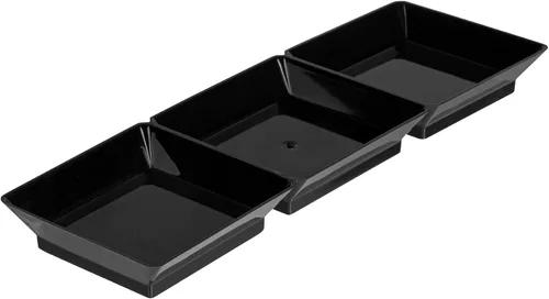 Vista 2 de Restaurantware Bandejas de salsa de 7.5 x 2.5 pulgadas, 100 platos desechables divididos para servir, tapas se venden por separado, de plástico Negro