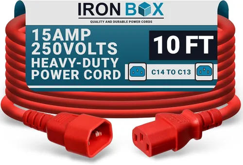 Vista 24 de IronBox Electric - Cable de Alimentación C14 a C13 de Servicio Pesado, 15A, 250V, Cable de Extensión para Computadora 14/3 AWG - Cables