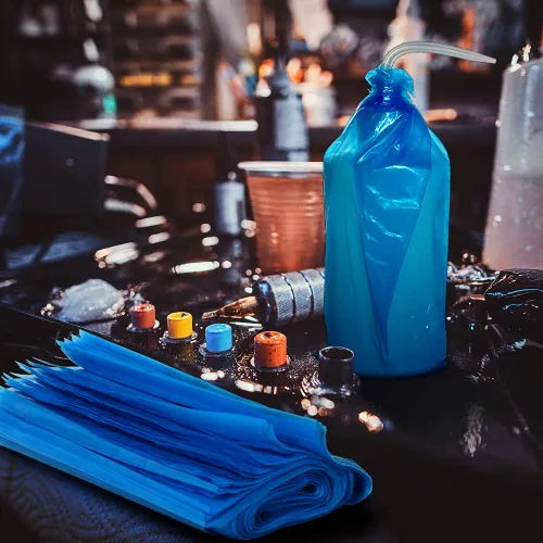 Vista 4 de 200 bolsas para botellas de lavado de tatuajes de 10.5 x 6.5 pulgadas, fundas desechables para botellas de tatuaje, accesorios de máquina, kits