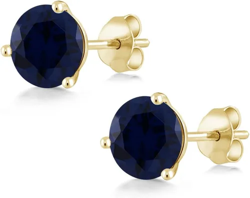 Vista 182 de Gem Stone King Aretes de oro de 14 quilates, 0.236 in, piedra natal redonda, Martini, 3 puntas, aretes de oro para mujer