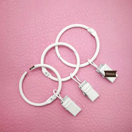 Vista 2 de 35 clips de cortina que se abren con anillos blancos de 1.5 pulgadas, clip decorativo de metal fuerte para cortina, a prueba de óxido, anillos