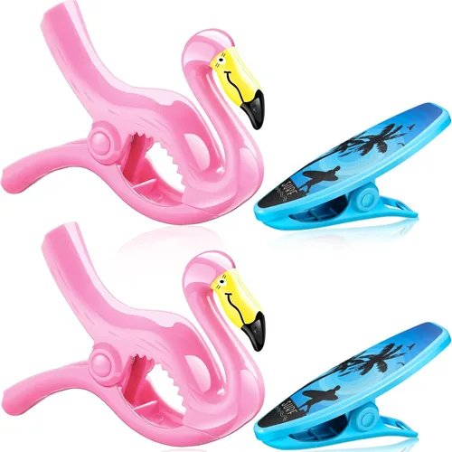 Vista 8 de Waydress 4 clips para toallas de playa, tamaño gigante, resistentes al viento, para sillas de playa, crucero, patio, piscina o pinzas de sujeción