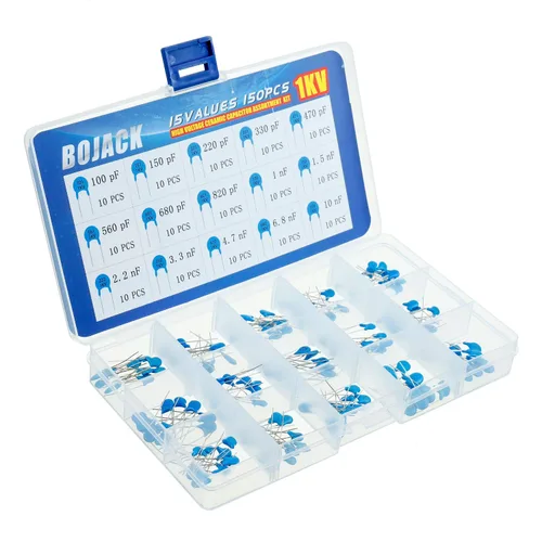 Vista 2 de BOJACK 15 Valores 150 piezas 1KV / 100 pF a 10 nF alta tensión DIP cerámica kit surtido