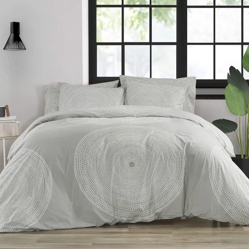 Vista 23 de Marimekko - Juego de funda de edredón tamaño Queen, ropa de cama de algodón con fundas a juego y cierre de botón, decoración del hogar para todas