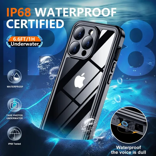 Vista 2 de Justcool Funda impermeable para iPhone 15 Pro Max [a prueba de caídas militares de 14 pies] [IP68 bajo el agua] protector de pantalla integrado