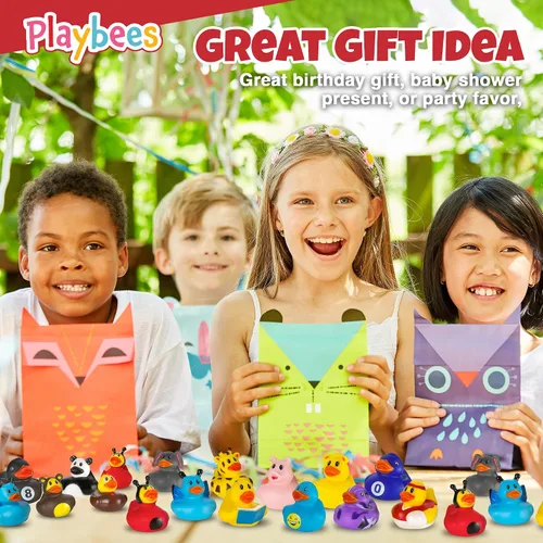 Vista 5 de Playbees - Patitos de goma en paquete de 12 unidades, surtido de juguetes de baño para bebés, flotadores Jeep para niños, para el verano, la playa