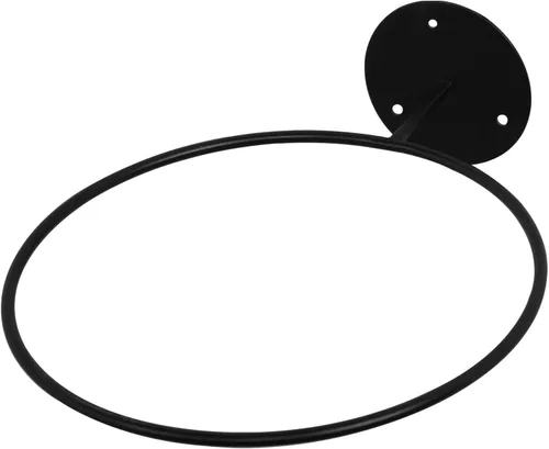 Vista 5 de MyGift Almacenamiento de bolas deportivas de metal negro montado en la pared, estante de exhibición redondo de 7 pulgadas para pelota de fútbol