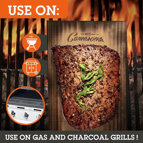Vista 3 de Tablones para asar – Paquete de 2 tablas de cedro – Cedro occidental premium de 5.5 x 11.5 pulgadas para salmón a la barbacoa, mariscos, filetes
