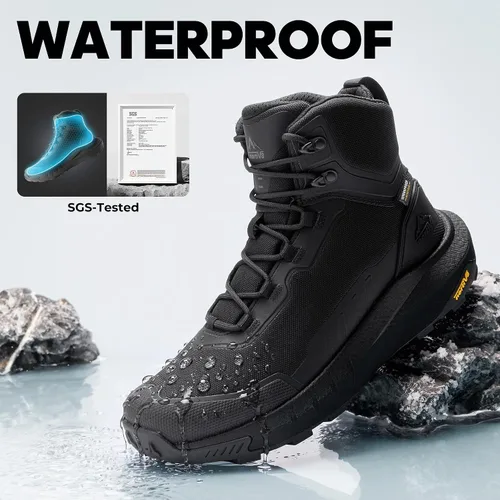 Vista 2 de NORTIV 8 Botas de senderismo tácticas impermeables para hombre Negro