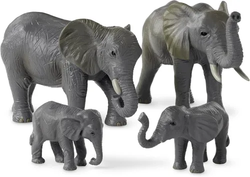 Vista 8 de Terra by Battat Juego familiar de juguetes de elefante africano de 4 piezas - Figuras realistas de animales de safari de plástico - Juguetes
