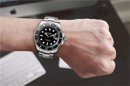 Vista 3 de Reloj de pulsera mecánico automático japonés analógico luminoso para hombre con correa de acero inoxidable