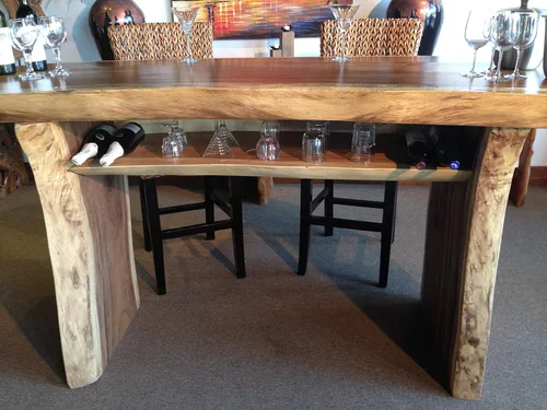 Vista 5 de CHIC TEAK Suar Live Edge Slab - Barra independiente con estante, 79 pulgadas fabricada