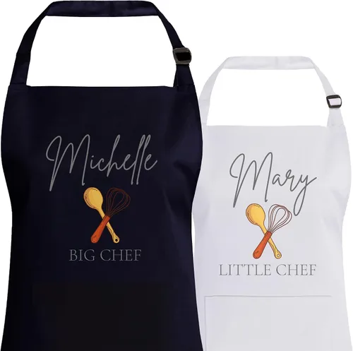 Vista 7 de 7th Hill Delantal personalizado para cocinar, delantales de chef a juego para niños, baberos personalizados para hombres y mujeres, regalo para mamá