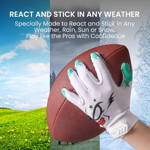 Vista 4 de Guantes de Fútbol Americano para Jóvenes y Adultos Pro 3.0 Mejorados Palma Ultra Adherente Receptores Silicona Flexible Alto Agarre Guantes