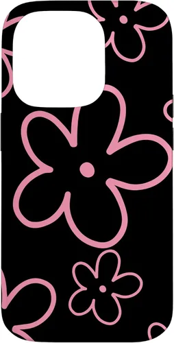 Vista 17 de Pink Black Flower Retro Modern Boho Floral Aesthetics Case for iPhone 17