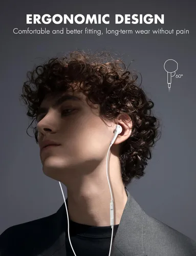 Vista 2 de Antool Auriculares con cable,【Llamadas Ultra Claras y sin Ruido】 Auriculares con cable de 3.5mm, auriculares intraaurales con micrófono, compatibles