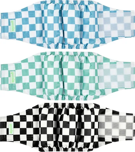 Vista 8 de Pañales para perro macho Wegreeco, lavables (paquete de 2), envoltorio para vientre lavable para perro macho, multicolor/fantasía (JEANS)
