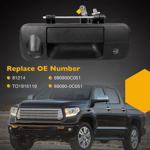 Vista 7 de Gledewen Manija de pestillo para portón trasero con orificio para cámara trasera para Toyota Tundra 2007-2013 Reemplaza # 69090-0C051
