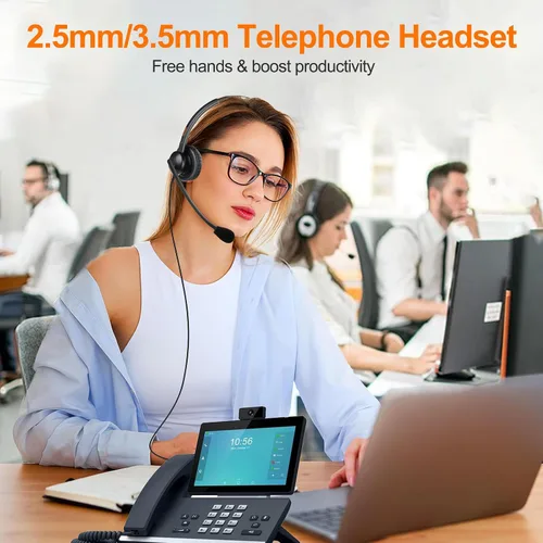 Vista 3 de Auriculares de teléfono con cable de centro de llamadas con conector de 0.098 in para teléfono IP Cisco SPA Polycom Pansonic, auriculares