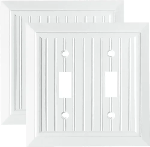 Vista 14 de Placas de pared clásicas de tablilla ranurada blanco puro, cubiertas de interruptor de luz, cubiertas de tomacorrientes eléctricos, placas