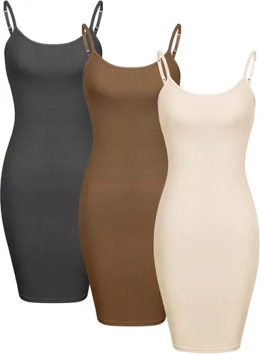 Vista 11 de WILLBOND 3 Pcs Women Cami Tank Dress Basic Long Camisole Slip Dresses with Spaghetti Straps, Designed for Wearing Under Dresses or Layering with