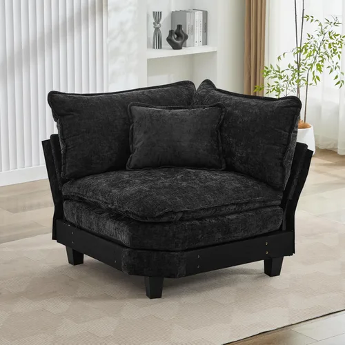 Vista 10 de Sofá Seccional, Sofá Modular Cloud con Otomana, Sofás Cama de Asiento Profundo con Almohadas Decorativas, Cómodo Sofá de Dos Plazas de Chenilla