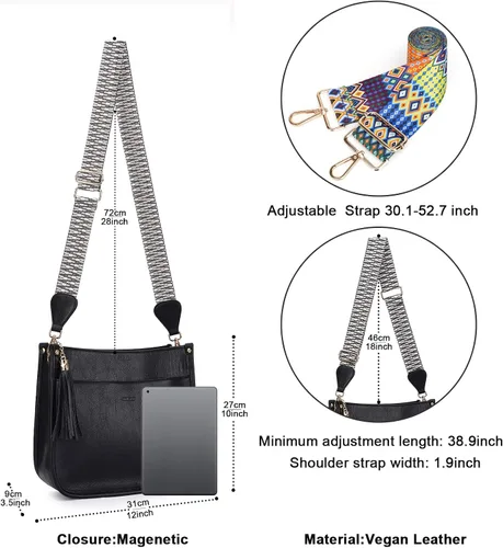 Vista 3 de HKCLUF Bolso cruzado para mujer, 2 piezas, de cuero, con 2 correas ajustables de leopardo, bolsa cruzada