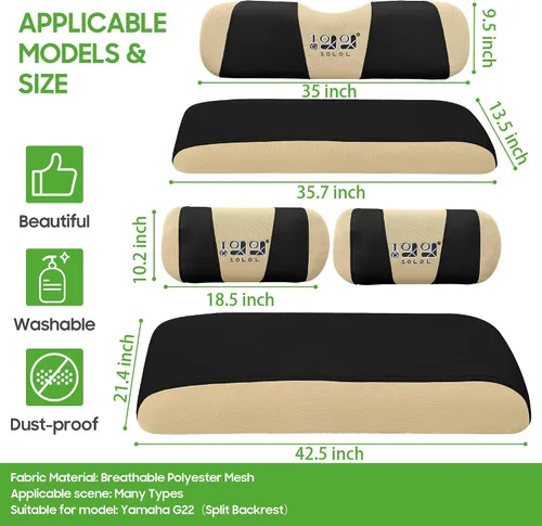 Vista 7 de 10L0L Fundas para Asientos Delanteros y Traseros de Carrito de Golf, Juego Completo para G2 G8 G9 G11 G14 G16 G19 G20 G21 G22 y Club Car DS
