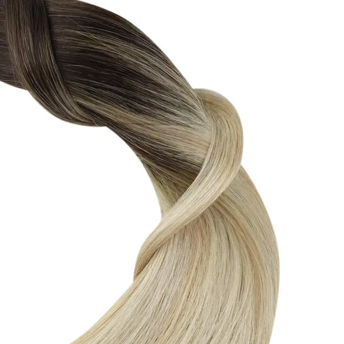 Vista 43 de YoungSee Extensiones de Cabello Humano con Cinta Balayage Extensiones de Cabello con Cinta Marrón Oscuro Extensiones de Cabello con Cinta Ombre