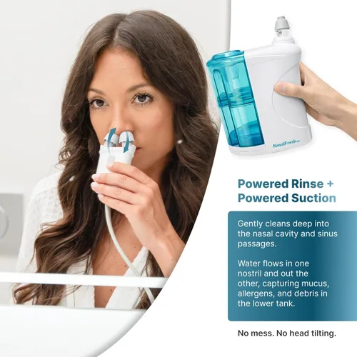Vista 6 de NASALFRESH MD Paquete premium: sistema de riego nasal de doble potencia, enjuague nasal y lavado, sistema de alivio descongestionante sinusal, 60