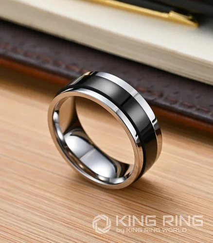 Vista 6 de King Ring Anillos giratorios ultra pulidos de 0.315 in Anillos de acero inoxidable planos brillantes de alta calidad para hombres y mujeres