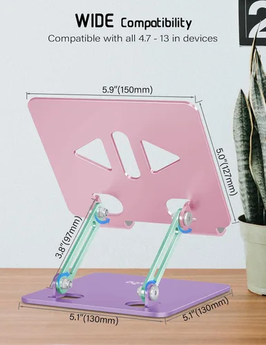 Vista 5 de Aoviho Soporte de tableta para escritorio,Soporte ajustable para tableta Aurora Bloom
