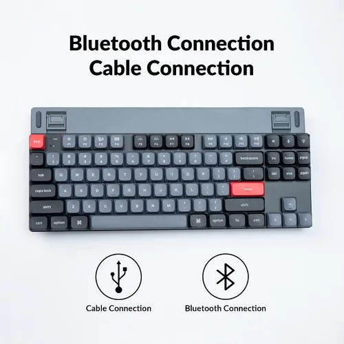 Vista 4 de Keychron K1 Pro TKL Layout Ultra-Slim QMKVIA Teclado mecánico inalámbrico con cable USB Bluetooth personalizado con interruptor rojo Gateron
