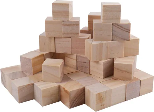 Vista 2 de Tosnail Paquete de 150 cubos de madera sin terminar de 1 pulgada, bloques de madera en blanco para hacer manualidades