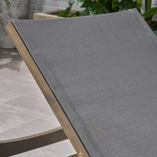 Vista 7 de Christopher Knight Home Summerland - Tumbona de malla para exteriores con marco de madera de acacia, acabado gris/malla gris oscuro