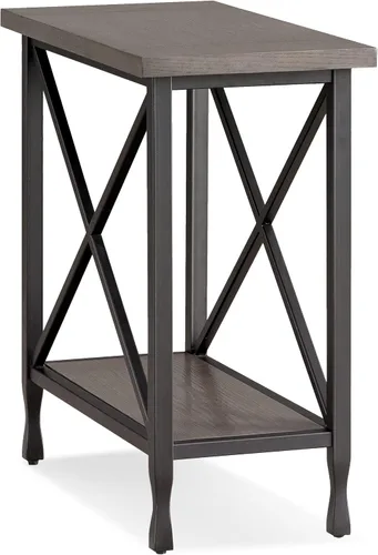 Vista 10 de Leick Home 23400 Chisel & Forge - Escritorio para computadora con cajón frontal para teclado, gris ahumado y negro mate
