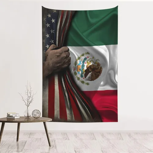 Vista 21 de Tapiz de mitad de bandera estadounidense y mitad de bandera de Nicaragua, 60 x 40 pulgadas, divertido tapiz estético, arte de pared para dormitorio