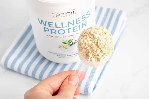 Vista 3 de Teami Proteína de vainilla en polvo con ingredientes orgánicos, proteína de guisante suave a base de plantas con bajos carbohidratos netos, sin OMG