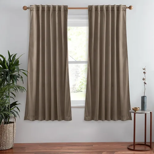 Vista 72 de StangH Cortinas 100% opacas, color beige, terciopelo suave y grueso, cortinas para ventana de dormitorio, forro blanco, cortinas con aislamiento