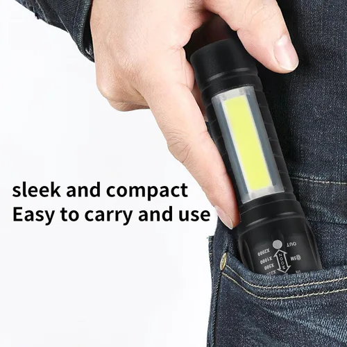Vista 5 de Paquete de 5 Mini Pequeñas Linternas de Bolsillo LED USB-C Recargables de Altos Lúmenes Brillantes y Potentes EDC - Linterna de Mano de Aluminio al