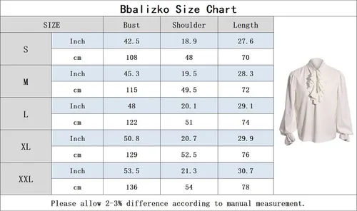 Vista 6 de Bbalizko camisas góticas con volantes para hombre, steampunk, pirata victoriano, cosplay