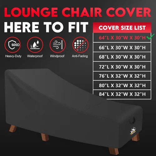 Vista 3 de Zettum Funda para Silla de Salón al Aire Libre - Funda Impermeable para Silla de Descanso de Patio, 600D Resistente y Resistente a la Decoloración