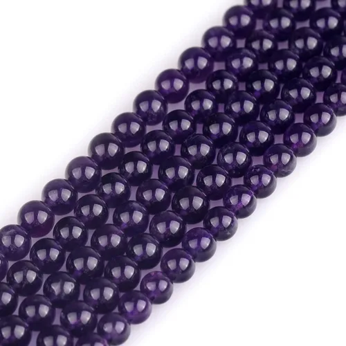 Vista 87 de GEM-Inside - 95 cuentas AA color morado oscuro de amatista de 15 pulgadas por hebra con agujero, piedras preciosas naturales y cuentas de cristal