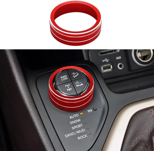 Vista 9 de Cubierta de perilla 4WD compatible con Jeep Cherokee Compass Renegade, perilla de botón de interruptor de control de consola central 4WD (Negro)