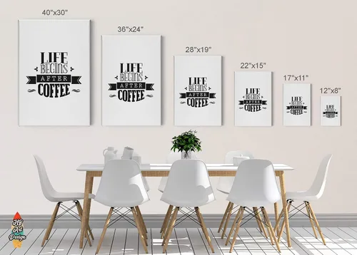 Vista 4 de HB Art Design Life Begins After Coffee and But First Coffee 2 Panel Canvas Print Set Wall Art Coffee Bar Decor Coffee Signs Kitchen Wall Decor