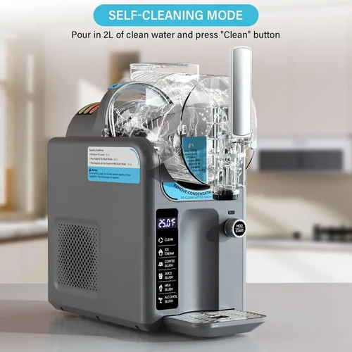 Vista 5 de Máquina de helados para granizado para el hogar, máquina para granizar, máquina de bebidas congeladas, no necesita hielo, autolimpieza, 5 preajustes